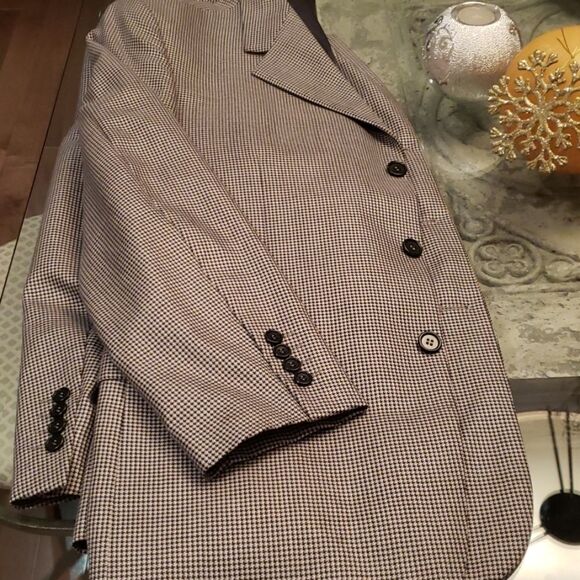 Balmain men's houndstooth Large sportscoat jacket black and white Blazer - Picture 4 of 4